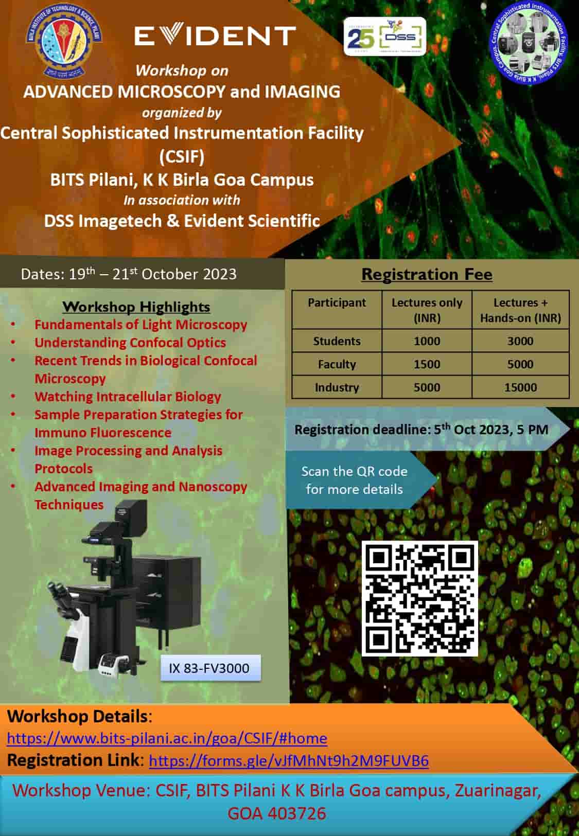 Workshop of Advanced Microscopy & Imaging at BITS Pilani, Goa Campus