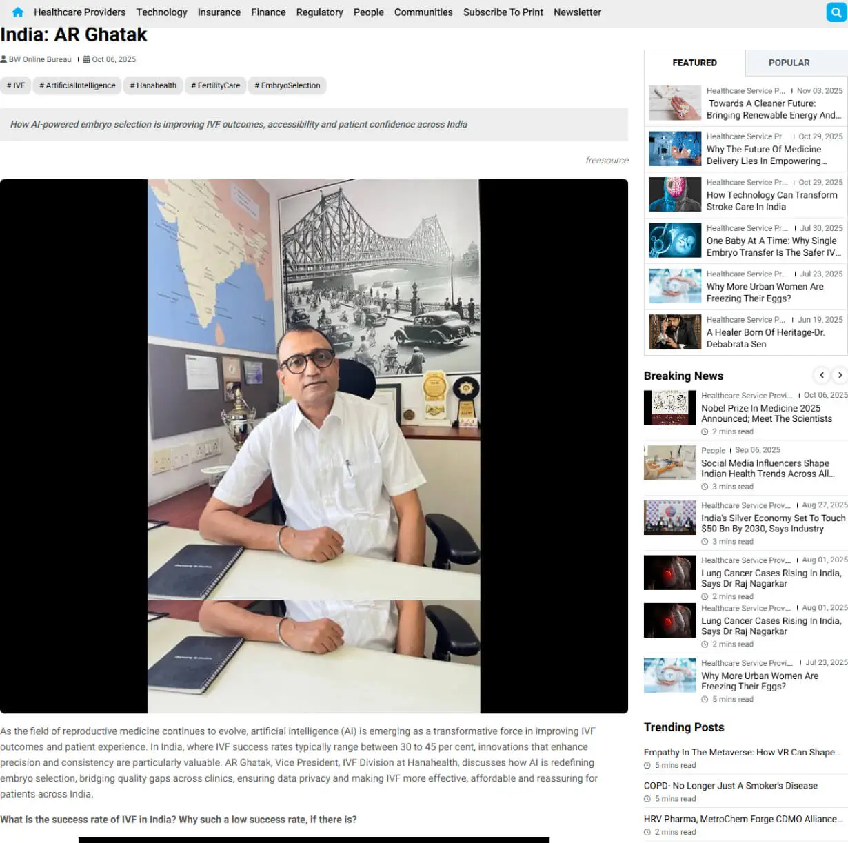 AI Powered Embryo Selection Set To Improve IVF Success Rates In India: AR Ghatak