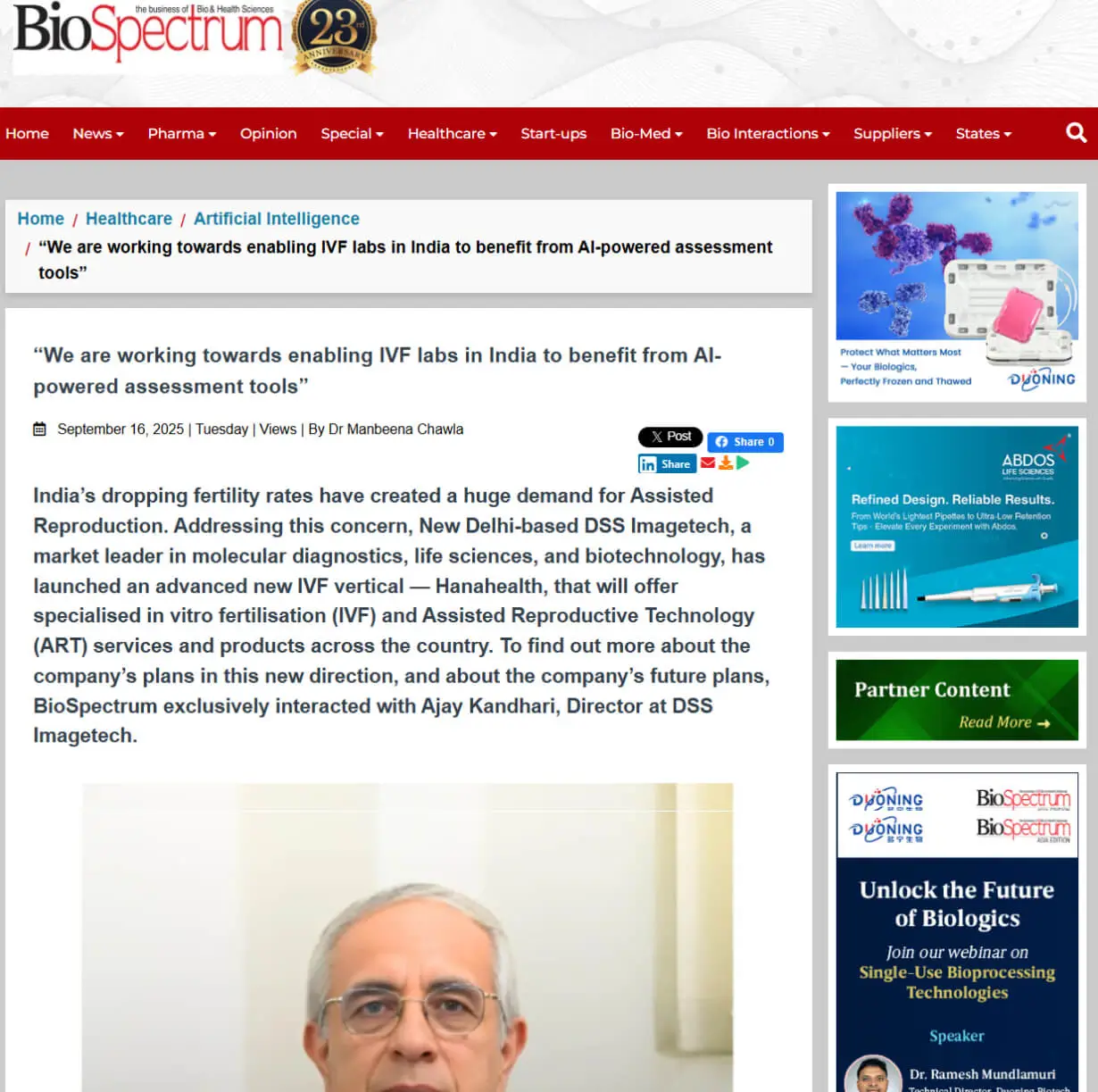 We are working towards enabling IVF labs in India to benefit from AI-powered assessment tools